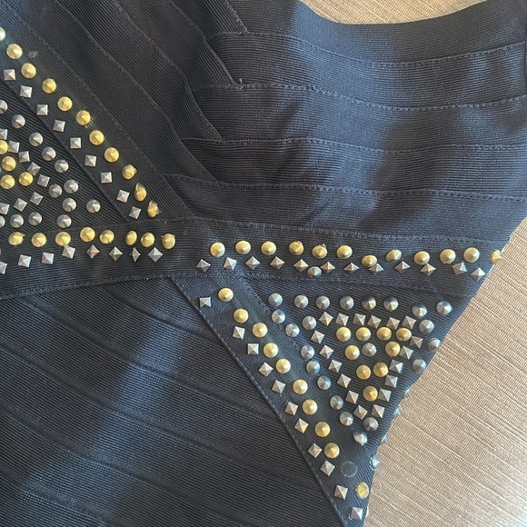 Herve Leger Black Studded Mini Dress - Picture 3 of 3